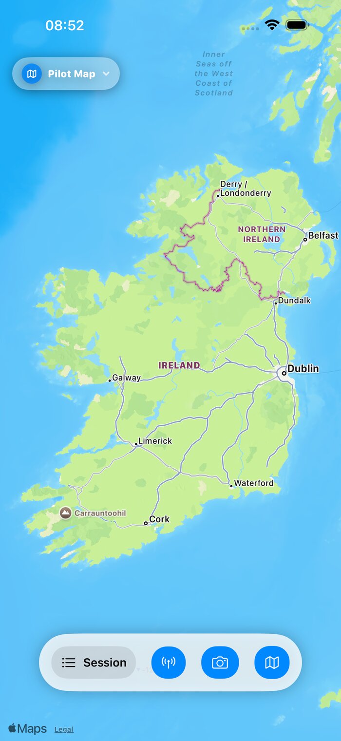 Pilot Map with VATSIM traffic overlay over Ireland
